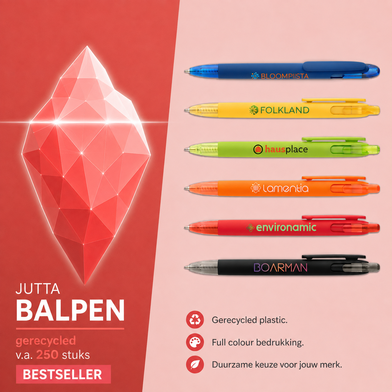 Jutta balpen met logo full colour