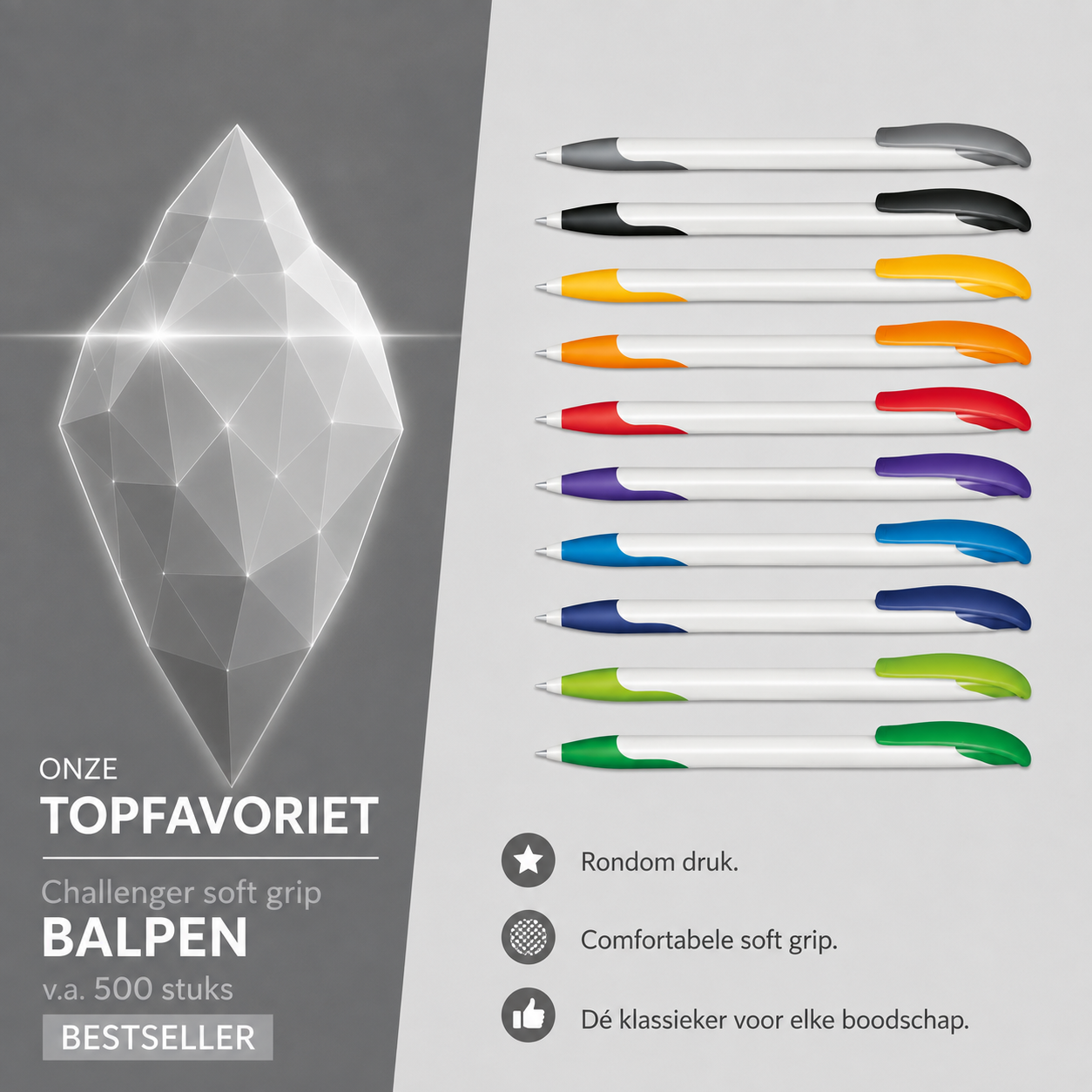 Bedrukte pen Challenger soft grip